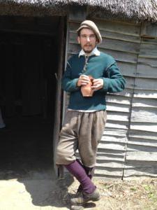 An actor portrays life in 17th century Plimoth at Plimoth Plantation.